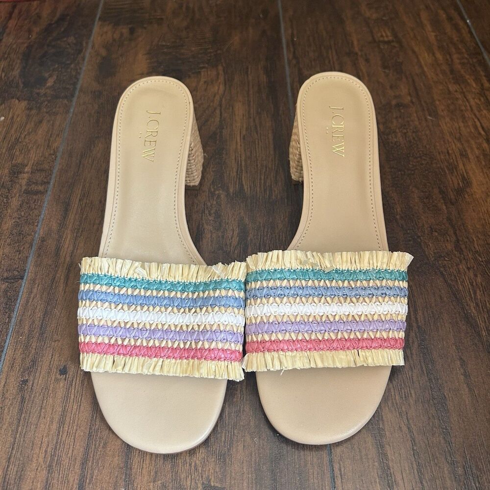 J. Crew Woven Block Heeled Sandals Pastel Women's Size 8 Excellent BW886